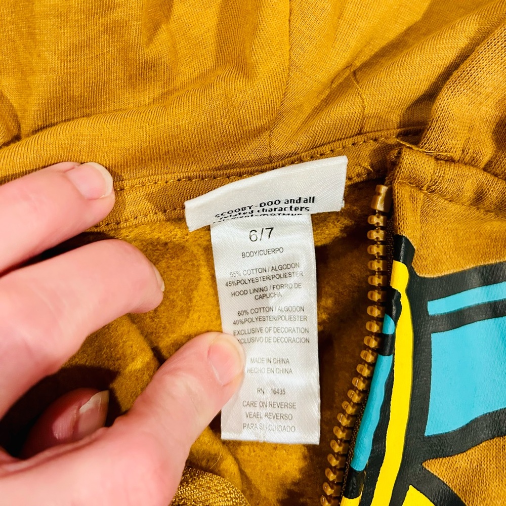 Scooby-Doo Inspired Kids Tan Hooded Zip Sweatshirt - Picture 2 of 2
